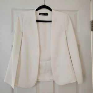 Zara White Cape Blazer